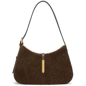 Demellier Tokyo Shearling Shoulder Bag in Brown